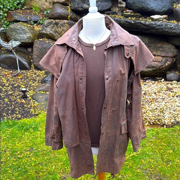 Outback Trading Jackets & Blazers - OUTBACK TRADING VINTAGE OILSKIN  DISTRESSED DUSTER JACKET- S 🐴🤠